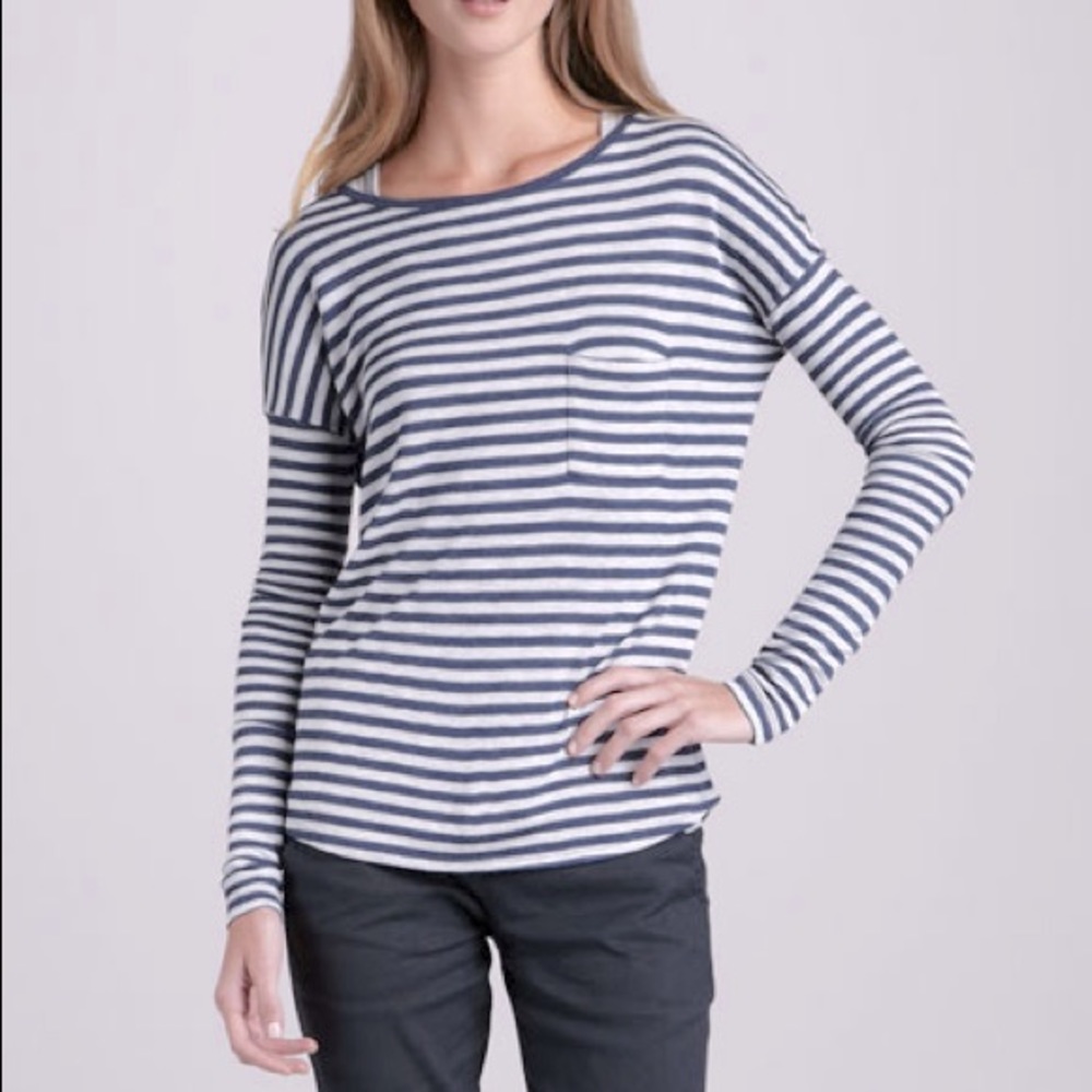 VINCE Striped Pocket Tee